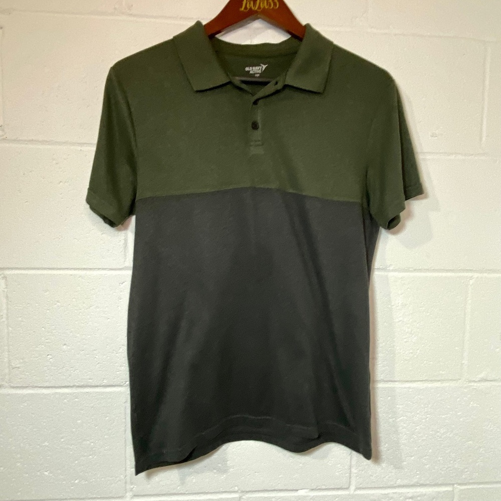Old Navy Active Men's Two Tone Green Short Sleeve Polo